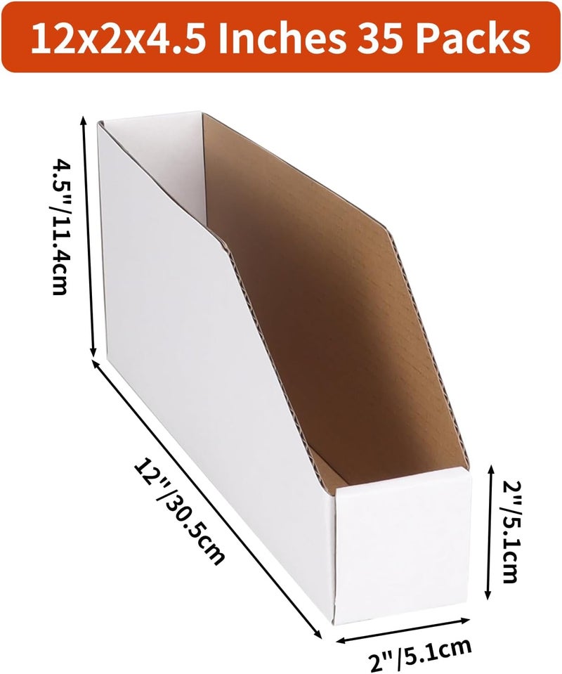 ZBEIVAN Cardboard Storage Bins Boxes 35 Packs 12x2x4.5 Inches, Easy Assembly Pantry Organizer Bins for Shelf, White - Image 2